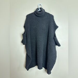 Sarah Pacini One Size Dark Gray Turtleneck Sweater